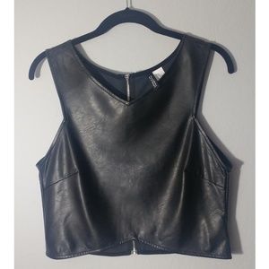 Faux leather crop